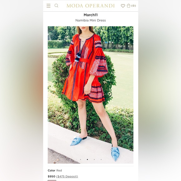 March 11 Namibia Red Linen Mini Dress Size L - Picture 16 of 17